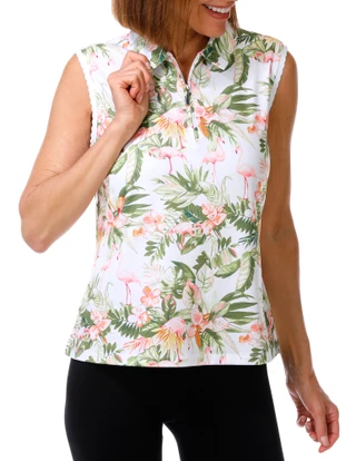 Thumbnail 1: Coral Bay Golf Women's Sleeveless Scallop Trim Golf Top 