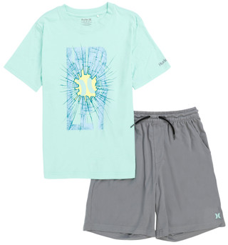 Thumbnail 1: Hurley Boys 2 Pc Short Sleeve Mesh Graphic Tee Short Set  