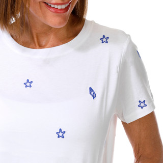 Thumbnail 3: Philosophy Women's Short Sleeve Embroidered Beach Life Top 