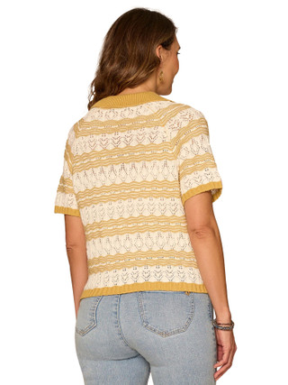 Thumbnail 2: Democracy Women's Short Sleeve Striped Polo Sweater 