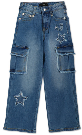 Thumbnail 1: True Religion Little Girls Mid Rise Wide Leg Cargo Jeans  