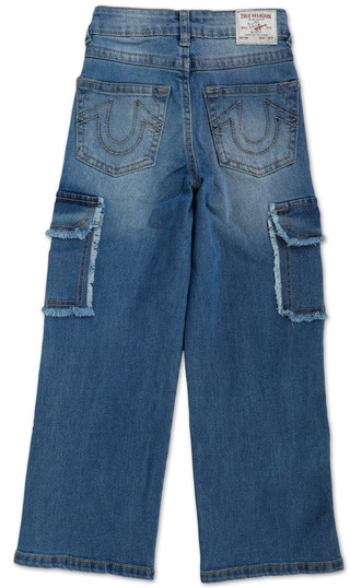 Thumbnail 2: True Religion Little Girls Mid Rise Wide Leg Cargo Jeans  
