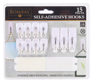 Thumbnail 1: Bombay 15 Pc Self Adhesive Hooks  