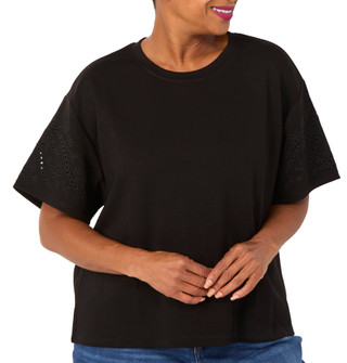 Thumbnail 1: MAGASCHONI Plus Short Sleeve Eyelet Scuba Top 
