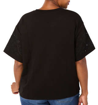 Thumbnail 2: MAGASCHONI Plus Short Sleeve Eyelet Scuba Top 
