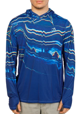 Thumbnail 1: REEL LEGENDS Men's Long Sleeve Vibrant Soundwave Hooded Shirt 