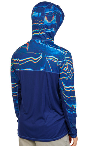 Thumbnail 4: REEL LEGENDS Men's Long Sleeve Vibrant Soundwave Hooded Shirt 