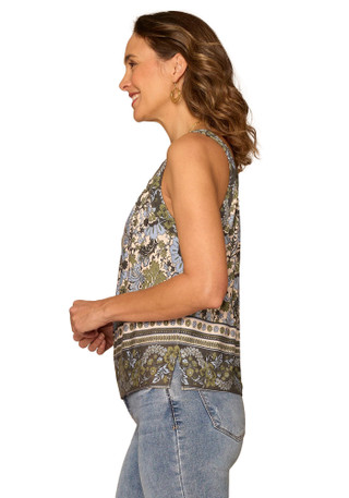 Thumbnail 2: Democracy Womens Sleeveless Smocked Scoop Neck Knit Tank 