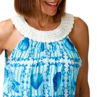 Thumbnail 2: CITY BLUES Women's Crochet Halter Neck Tank Top 