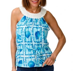 Thumbnail 1: CITY BLUES Women's Crochet Halter Neck Tank Top 