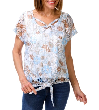 Thumbnail 2: Hearts of Palm Women's Short Sleeve Strappy Neck Top 