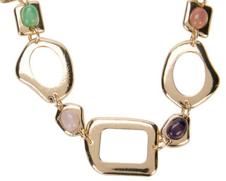 Thumbnail 2: Black Diamond Gold Tone Abstract Necklace 
