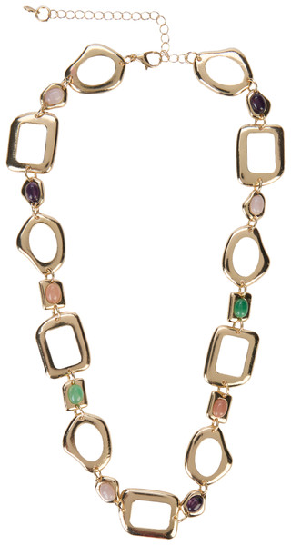 Thumbnail 1: Black Diamond Gold Tone Abstract Necklace 
