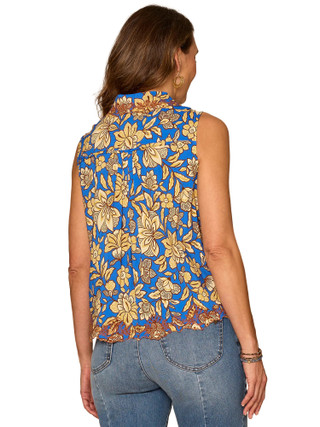 Thumbnail 2: Democracy Womens Sleeveless Scallop Edge Embroidered Top 