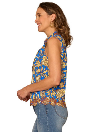 Thumbnail 4: Democracy Womens Sleeveless Scallop Edge Embroidered Top 