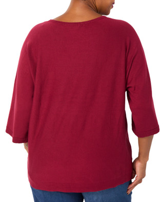 Thumbnail 2: ADRIENNE VITTADINI Plus Short Sleeve Embroidered Tailgate Sweater 