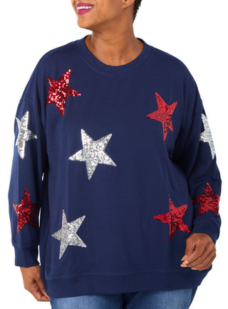 Thumbnail 1: Philosophy Plus Long Sleeve Sequin Star Sweater 