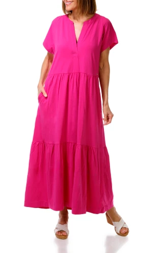Thumbnail 1: DKNY Women's Short Sleeve Tiered Maxi Dress 