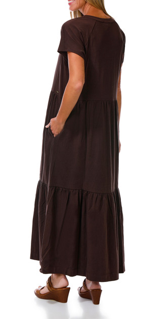 Thumbnail 2: DKNY Women's Short Sleeve Tiered Maxi Dress 
