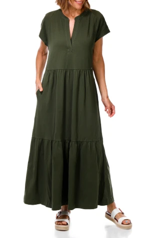 Thumbnail 1: DKNY Women's Short Sleeve Tiered Maxi Dress 