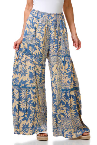 Thumbnail 1: ROMANTIC GYPSY Women's Smocked Stripe Wide Leg Pants 