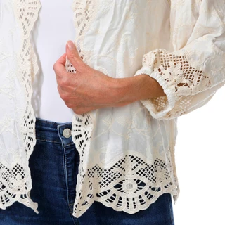 Thumbnail 3: Democracy Women's 3/4 Sleeve Embroidered Crochet Trim Kimono 