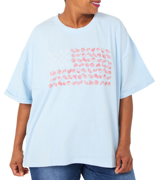 Thumbnail 1: C&C California Plus Short Sleeve Seashell American Flag Tee 
