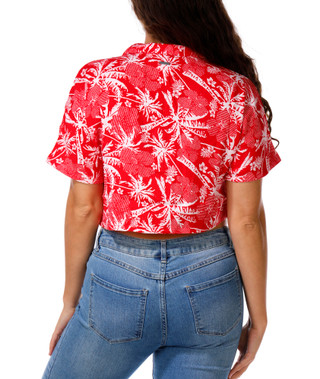 Thumbnail 2: Hurley Juniors Short Sleeve Print Crop Top 