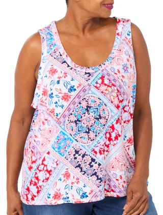 Thumbnail 1: Blue Sol Plus Sleeveless Printed Luxey Tank 