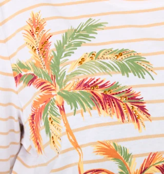 Thumbnail 3: Coral Bay Women's 3/4 Sleeve Striped Scoop Neck Palm Top 