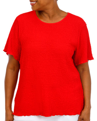 Thumbnail 1: For the Republic Plus Short Sleeve Solid Pucker Texture Top 