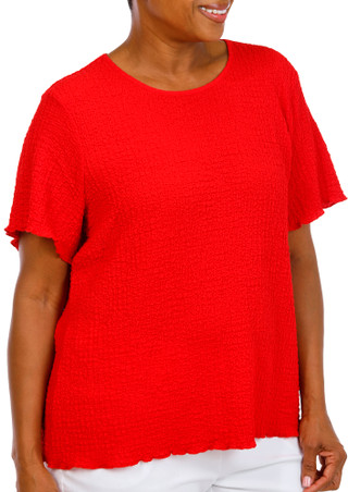 Thumbnail 2: For the Republic Plus Short Sleeve Solid Pucker Texture Top 
