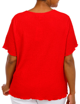 Thumbnail 3: For the Republic Plus Short Sleeve Solid Pucker Texture Top 