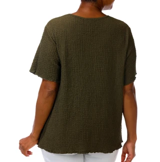 Thumbnail 3: For the Republic Plus Short Sleeve Solid Pucker Texture Top 