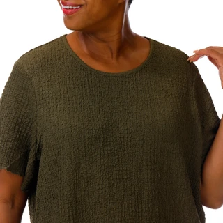 Thumbnail 4: For the Republic Plus Short Sleeve Solid Pucker Texture Top 