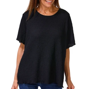 Thumbnail 1: For the Republic Plus Short Sleeve Solid Pucker Texture Top 