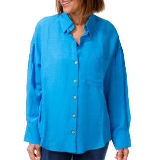 Thumbnail 1: Taelynn Women's Long Sleeve Button Down Linen Top 