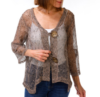 Thumbnail 1: Nina Leonard Women's 3/4 Sleeve Open Knit Cardigan 