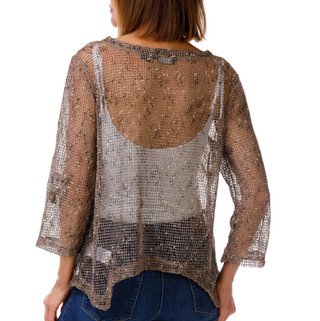 Thumbnail 2: Nina Leonard Women's 3/4 Sleeve Open Knit Cardigan 
