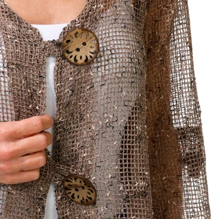 Thumbnail 3: Nina Leonard Women's 3/4 Sleeve Open Knit Cardigan 