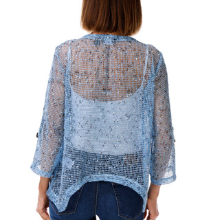 Thumbnail 2: Nina Leonard Women's 3/4 Sleeve Open Knit Cardigan 