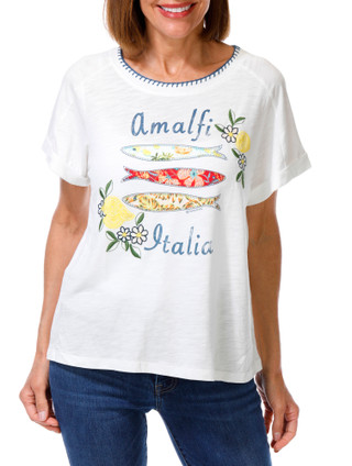 Thumbnail 1: Democracy Women's Short Sleeve Amalfi Italia Graphic Top 
