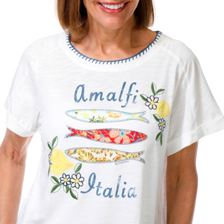 Thumbnail 3: Democracy Women's Short Sleeve Amalfi Italia Graphic Top 
