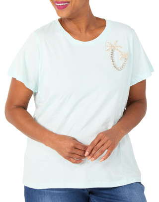 Thumbnail 1: Philosophy Plus Short Sleeve Beaded Palm Tee 