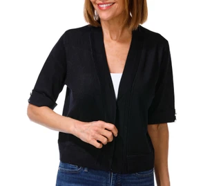 Thumbnail 1: Nina Leonard Women's Elbow Button Bolero 