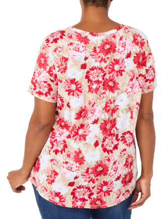 Thumbnail 2: Blue Sol Plus Short Sleeve Printed V Neck Top 
