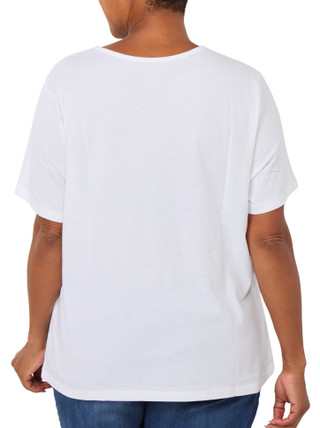 Thumbnail 2: Coral Bay Plus Short Sleeve Coral Life V Neck Top 