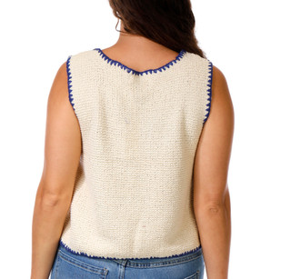 Thumbnail 2: BY TOGETHER Juniors Sleeveless Crochet Front Tie Top 