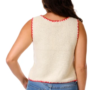 Thumbnail 2: BY TOGETHER Juniors Sleeveless Crochet Front Tie Top 