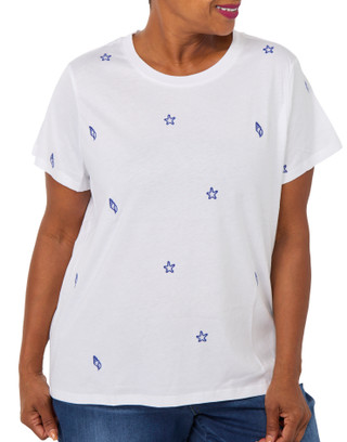Thumbnail 1: Philosophy Plus Short Sleeve Embroidered Shell Top 